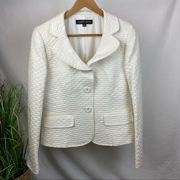 Albert Nipon Textured Button Up Structured Jacket Blazer 10 - Picture 1 of 7